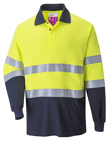 Polo bicolor ignífugo y antiestático